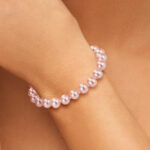 8-8.5mm Cultured Freshwater Pink Pearl Bracelet, 14ct Rose Gold - Image 2