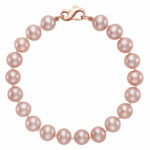 8-8.5mm Cultured Freshwater Pink Pearl Bracelet, 14ct Rose Gold - Image 3