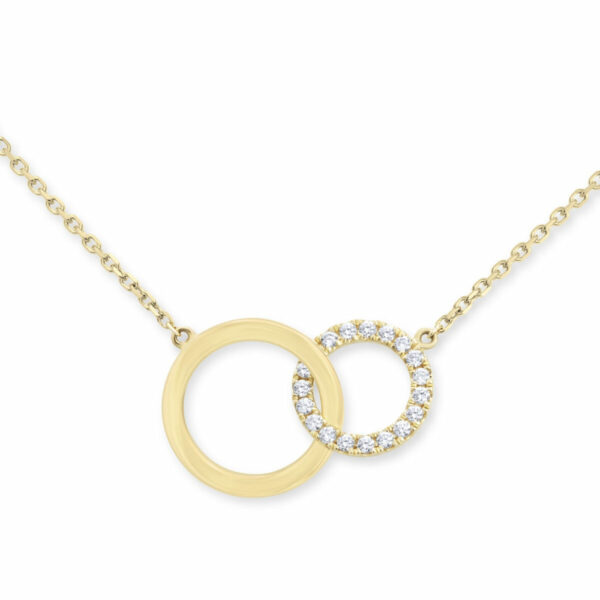 0.20ctw Round Brilliant Cut Diamond Interlocking Hoop Necklace, 14ct Yellow Gold