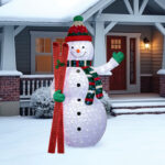9 ft LED Twinkle Collapsible Snowman with Skis - Image 2