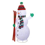 9 ft LED Twinkle Collapsible Snowman with Skis - Image 4