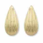14ct Yellow Gold Textured Tear Drop Stud Earrings - Image 3