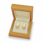14ct Yellow Gold Textured Tear Drop Stud Earrings - Image 5