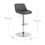 Bayside Furnishings Grey Stitched Gas Lift Bar Stool - Image 2