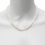 7-7.5mm Cultured Freshwater White Pearl Necklace, 14ct Yellow Gold - Image 3