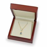 Pear Cut Blue Topaz & 0.07ctw Diamond Pendant, 18ct Yellow Gold - Image 3