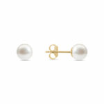 5-7mm Cultured Freshwater White Pearl Earring & Necklace Set, 14ct Yellow Gold - Image 3