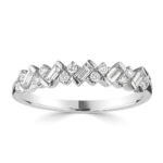 0.30ctw Baguette & Round Brilliant Cut Diamond Band Ring, 18ct White Gold