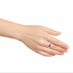 Pear Cut Morganite & Round Cut Garnet Ring, 18ct White Gold - Image 2