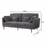 MOONAP Monroe Dark Grey Fabric 3 Seater Sofa - Image 2