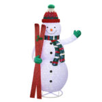 9 ft LED Twinkle Collapsible Snowman with Skis - Image 7