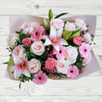 27 Stem Pink Mixed Flower Bouquet with Greetings Card - Image 2