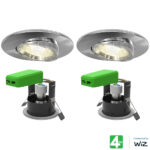 4lite WiZ Connected LED IP20 Fire Rated Adjustable Downlight, Pack of 2, in Satin Chrome - Image 2