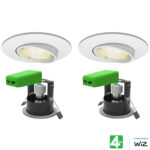 4lite WiZ Connected LED IP20 Fire Rated Adjustable Downlight, Pack of 2, in Satin Chrome - Image 15