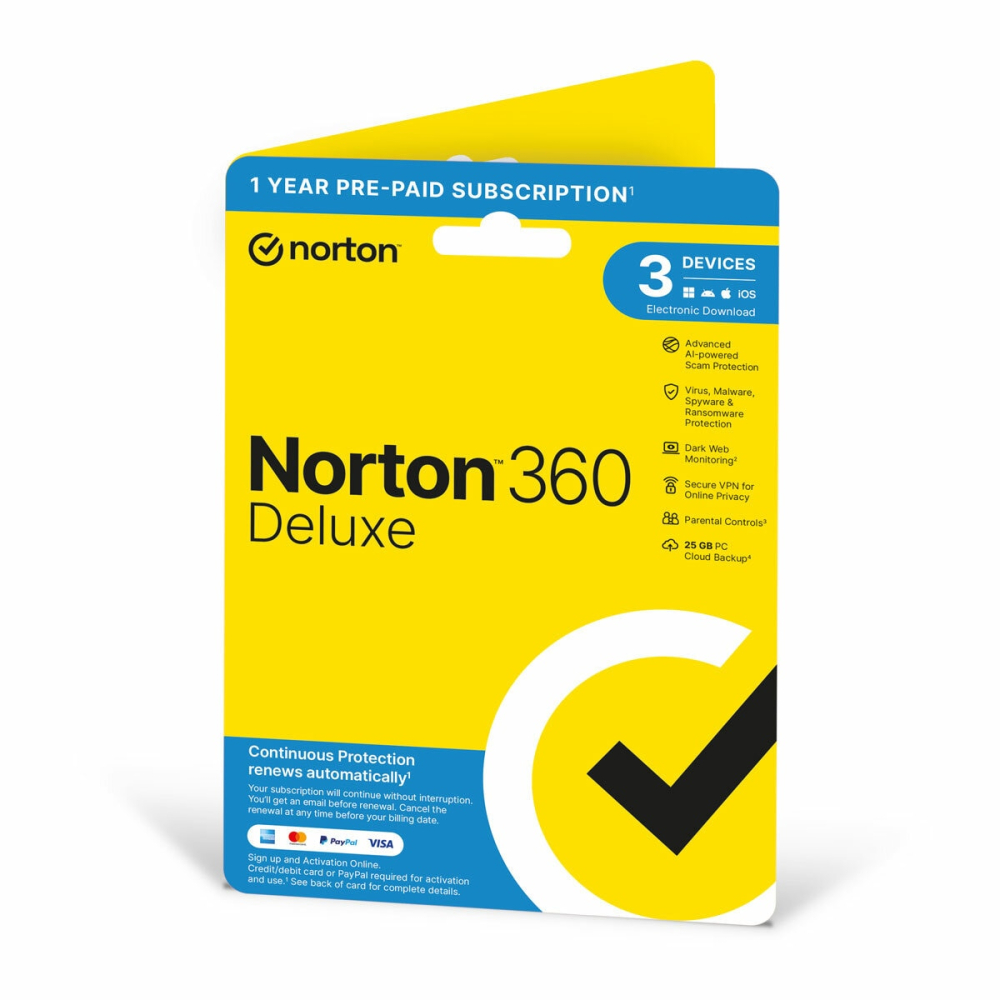 Norton 360 Deluxe, 3 Devices, 1 Year (Digital Download)