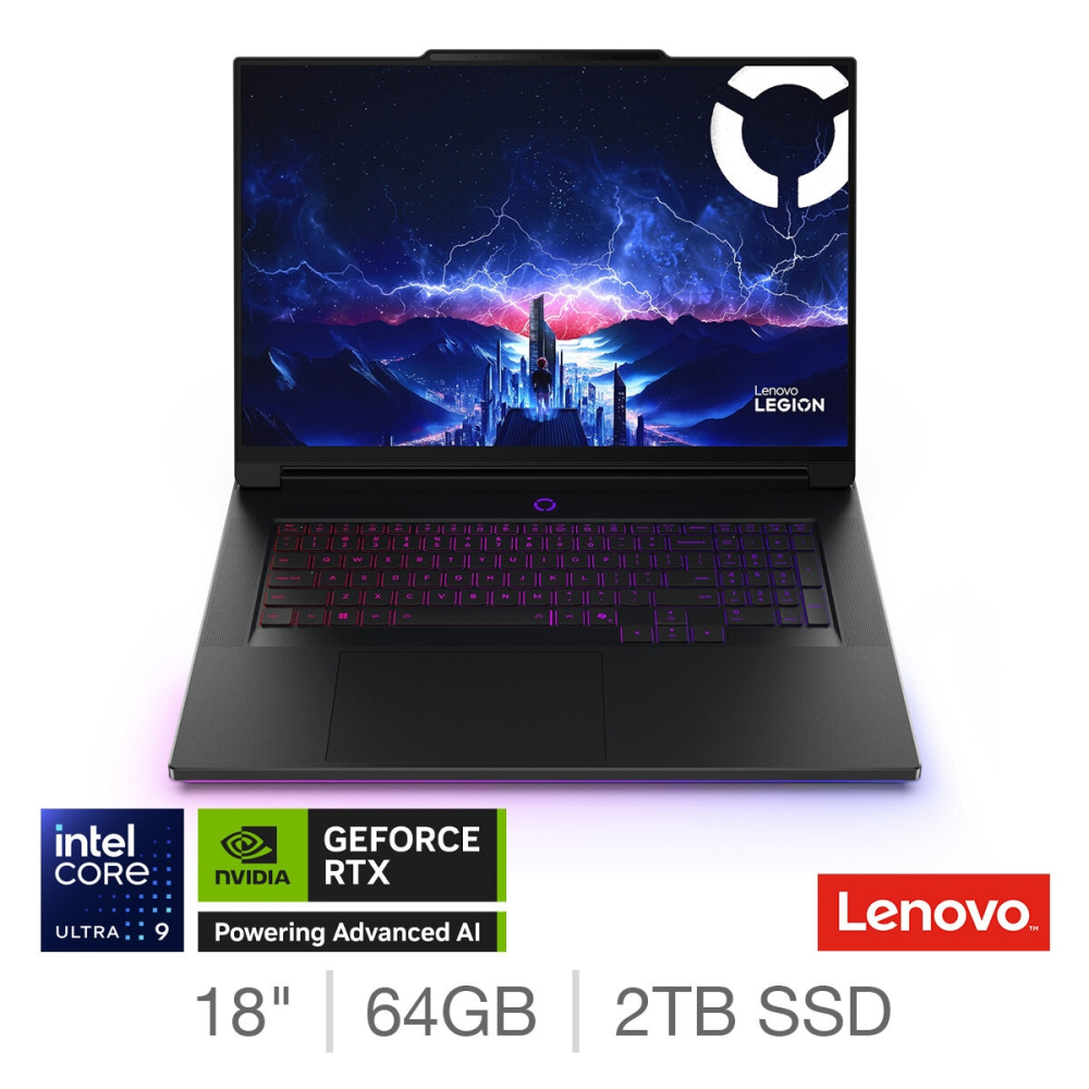 Lenovo Legion 9, Intel Core Ultra 9, 64GB RAM, 2TB SSD, NVIDIA GeForce RTX 5090, 18 inch, Gaming Laptop, 83EY000TUK