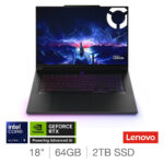 Lenovo Legion 9, Intel Core Ultra 9, 64GB RAM, 2TB SSD, NVIDIA GeForce RTX 5080, 18 inch, Gaming Laptop, 83EY000VUK