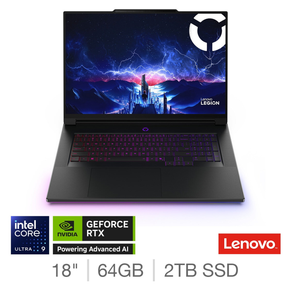 Lenovo Legion 9, Intel Core Ultra 9, 64GB RAM, 2TB SSD, NVIDIA GeForce RTX 5080, 18 inch, Gaming Laptop, 83EY000VUK
