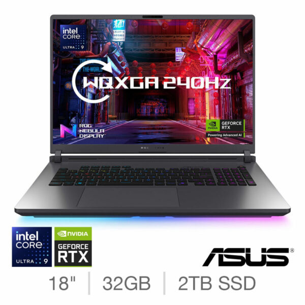 ASUS ROG Strix G18, Intel Core Ultra 9, 32GB RAM, 2TB SSD, NVIDIA GeForce RTX 5080, 18 Inch Gaming Laptop, G815LW-S9005W