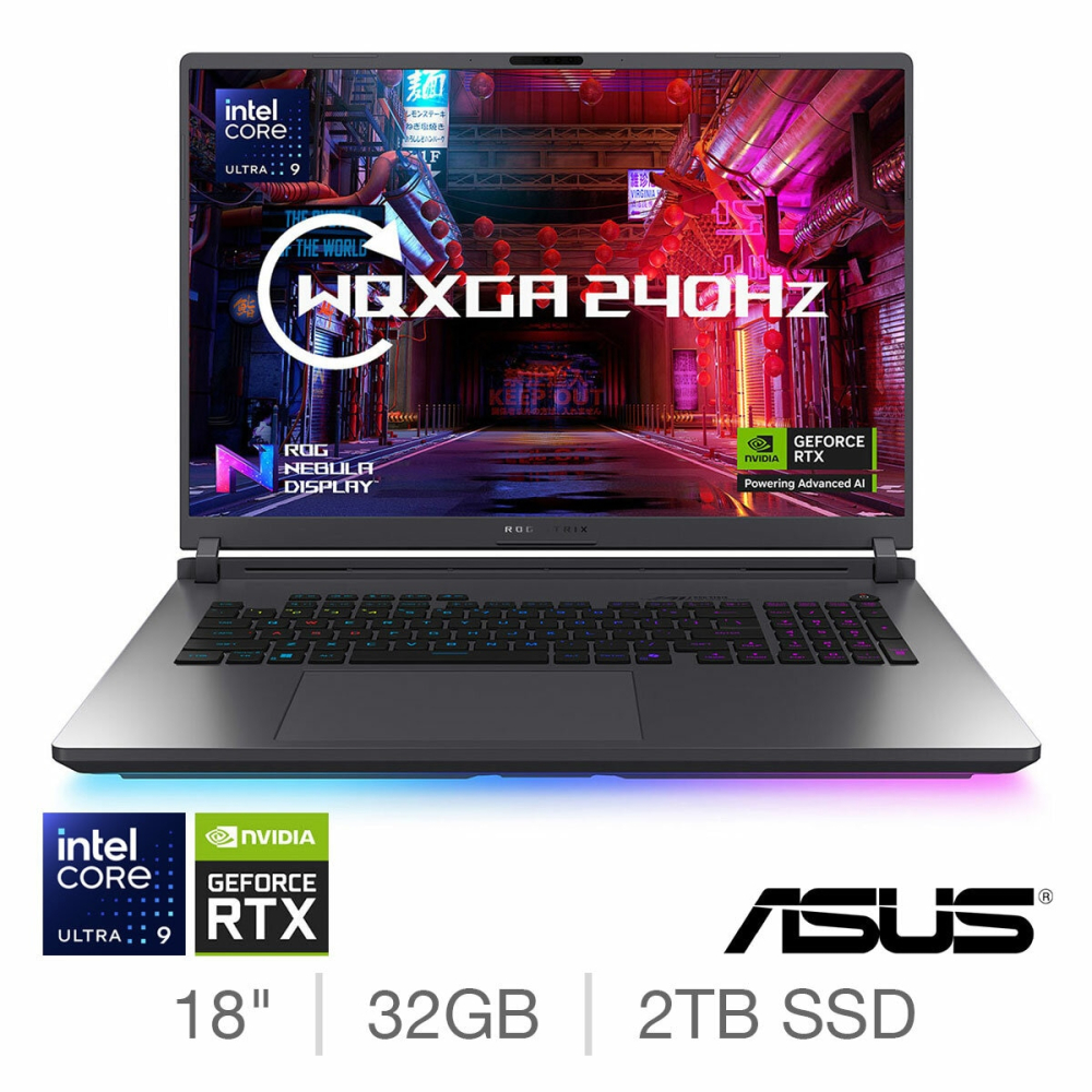 ASUS ROG Strix G18, Intel Core Ultra 9, 32GB RAM, 2TB SSD, NVIDIA GeForce RTX 5080, 18 Inch Gaming Laptop, G815LW-S9005W