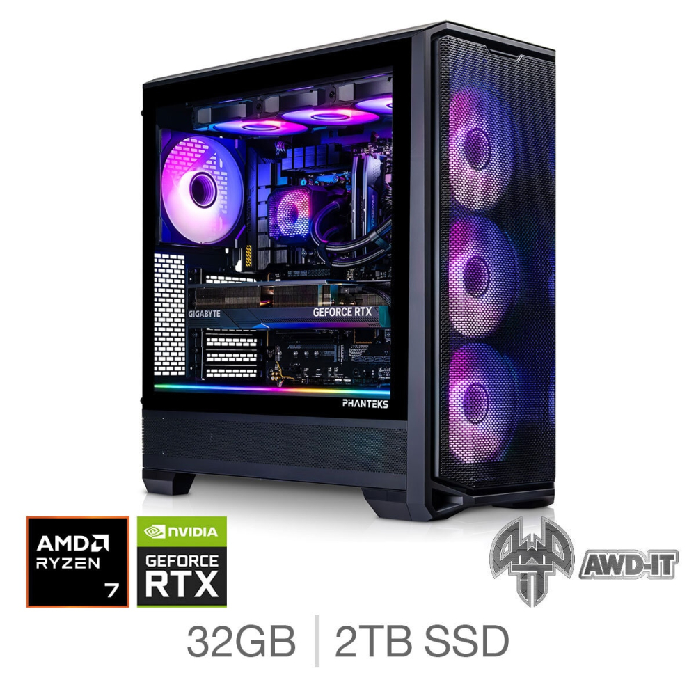 AWD-IT Phantom 7, AMD Ryzen 7, 32GB RAM, 2TB SSD, NVIDIA GeForce RTX 5080, Gaming Desktop PC