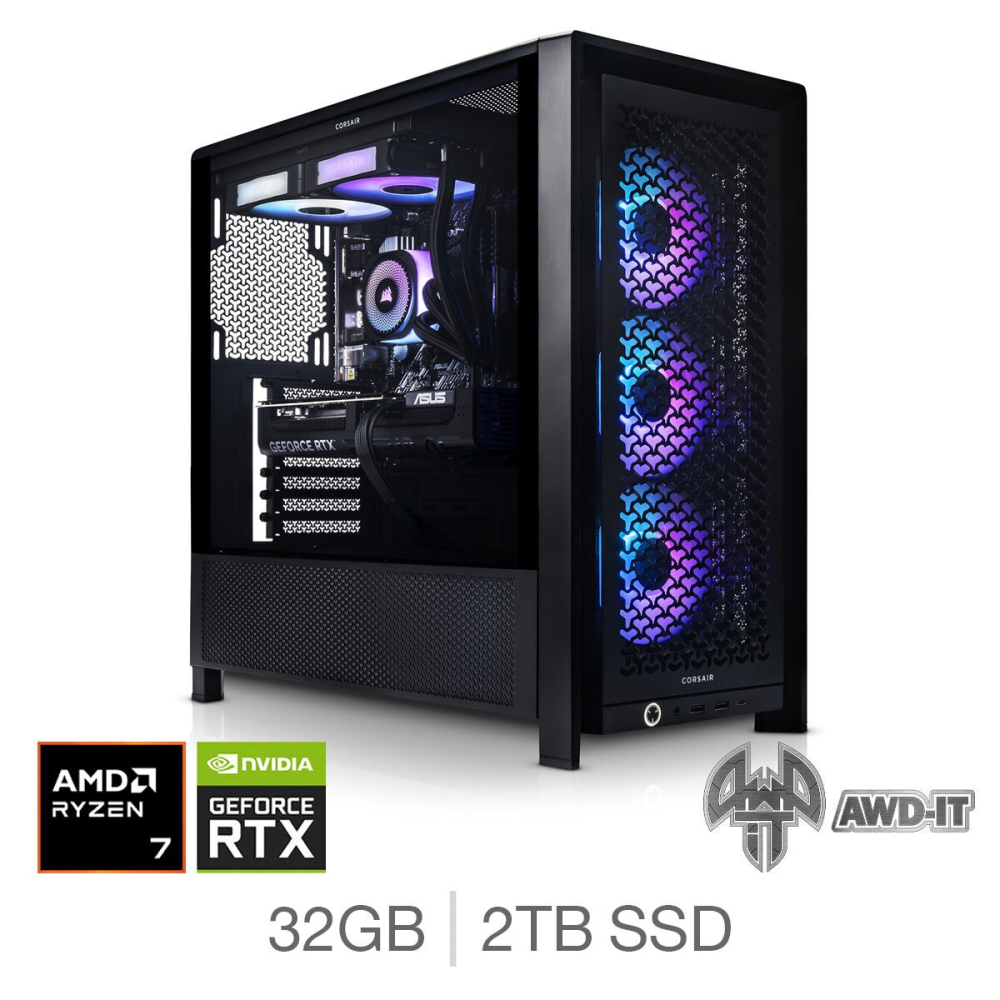 AWD-IT Frame 7, AMD Ryzen 7, 32GB RAM, 2TB SSD, NVIDIA GeForce RTX 5080, Gaming Desktop PC