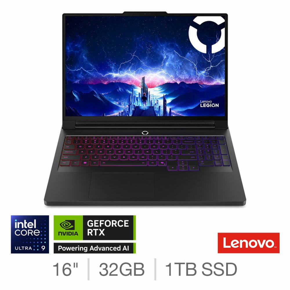 Lenovo Legion Pro 7, Intel Core Ultra 9, 32GB RAM, 1TB SSD, NVIDIA GeForce RTX 5080, 16 Inch, OLED Gaming Laptop, 83F5000RUK