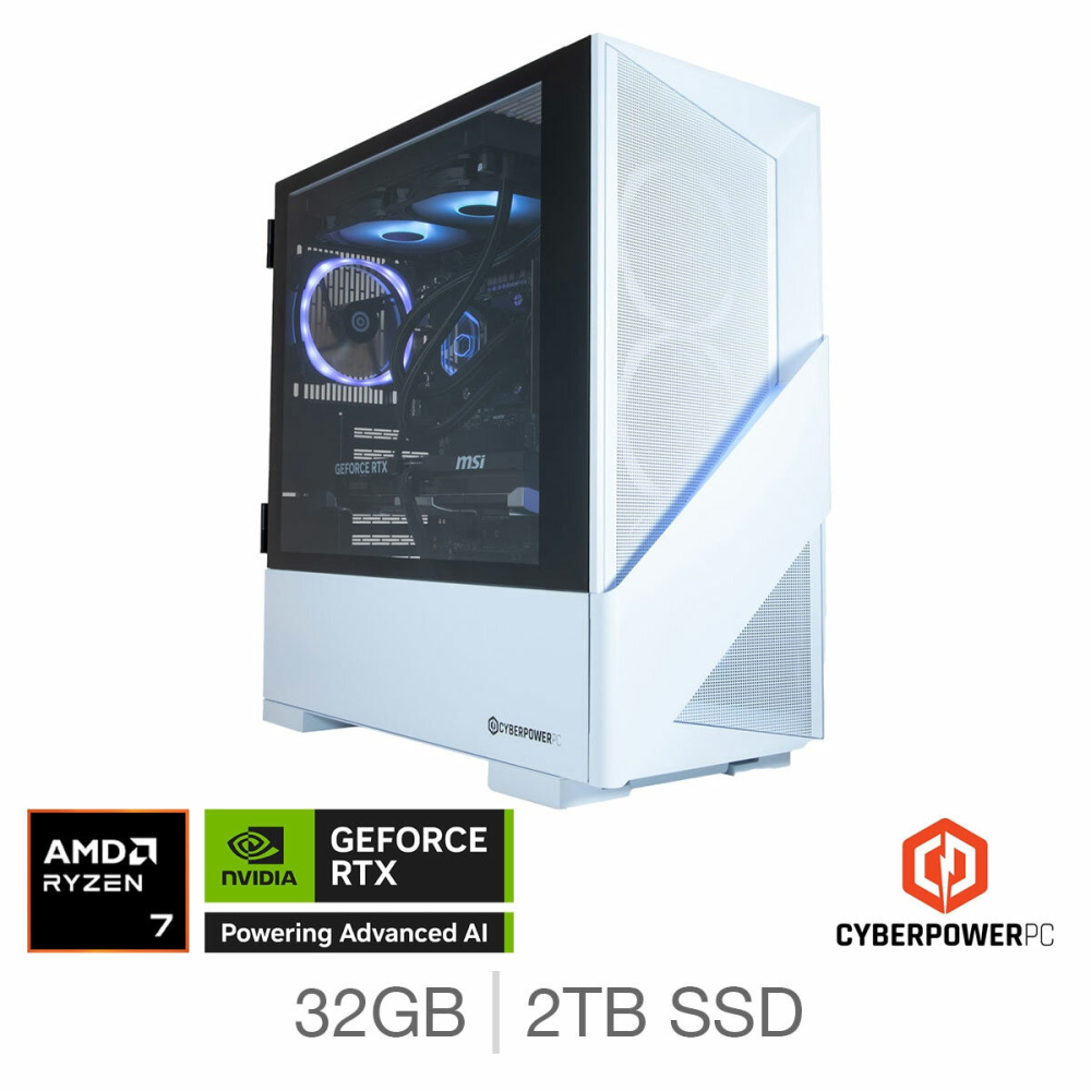 CyberPower, AMD Ryzen 7, 32GB RAM, 2TB SSD, NVIDIA GeForce RTX 5070 Ti, Gaming Desktop PC