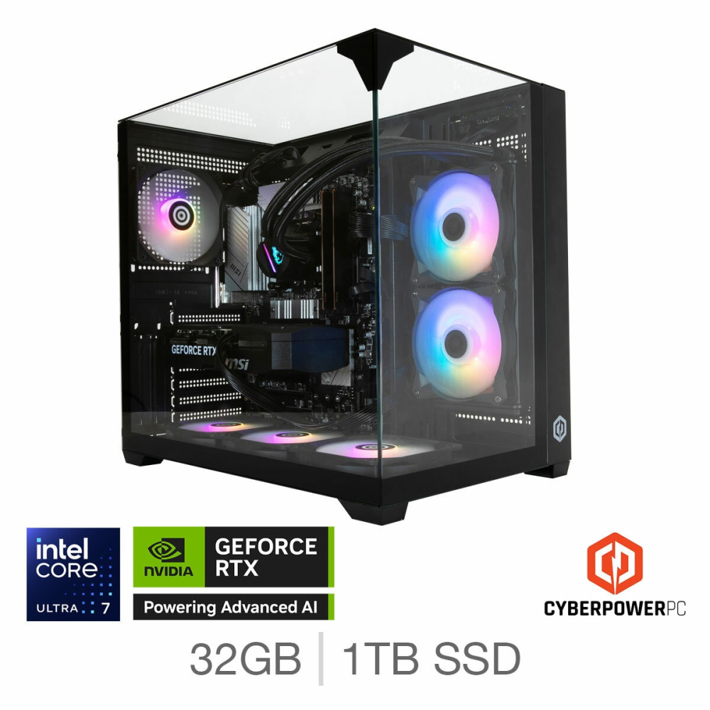 CyberPower, Intel Core Ultra 7, 32GB RAM, 1TB SSD, NVIDIA GeForce RTX 5070 Ti, Gaming Desktop PC