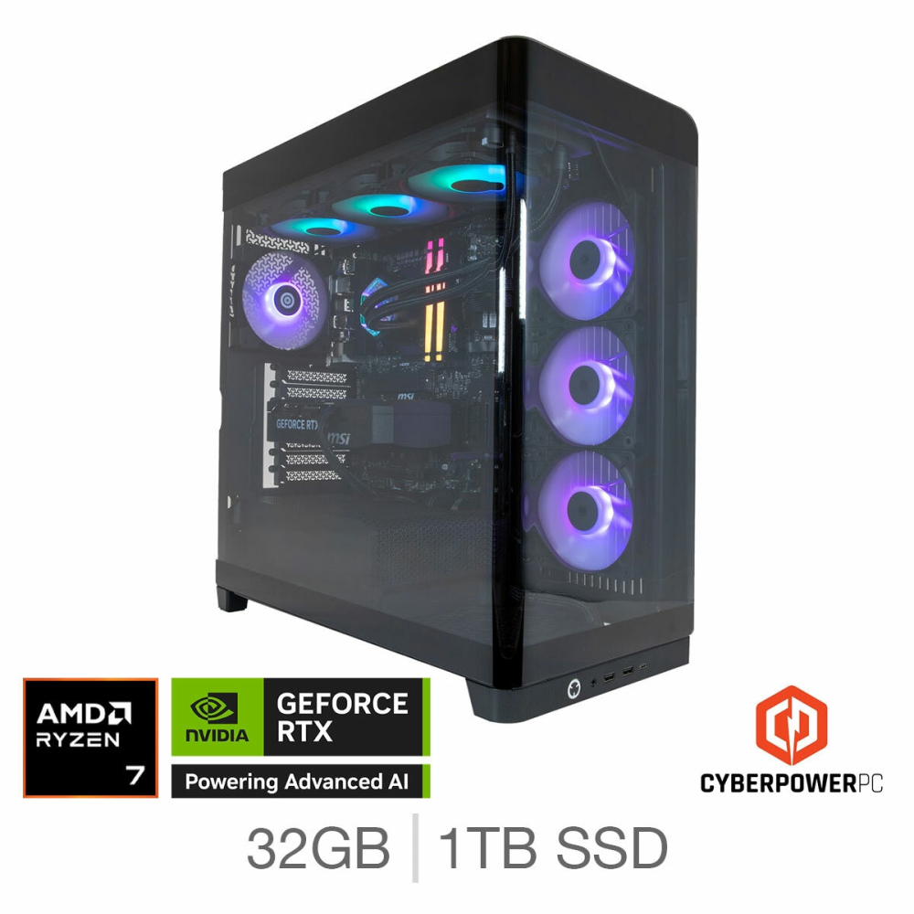 CyberPower, AMD Ryzen 7, 32GB RAM, 1TB SSD, NVIDIA GeForce RTX 5070, Gaming Desktop PC