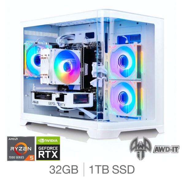 AWD-IT Arc White, AMD Ryzen 5, 32GB RAM, 1TB SSD, NVIDIA GeForce RTX 5060 Ti, Gaming Desktop PC