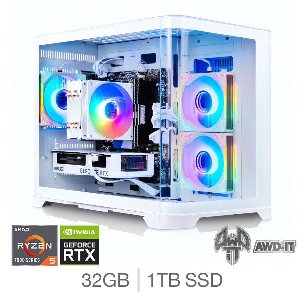AWD-IT Arc White, AMD Ryzen 5, 32GB RAM, 1TB SSD, NVIDIA GeForce RTX 5060 Ti, Gaming Desktop PC