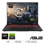ASUS TUF A16, AMD Ryzen 7, 16GB RAM, 1TB SSD, NVIDIA GeForce RTX 5060, 16 Inch Gaming Laptop, FA608UM-RV010W