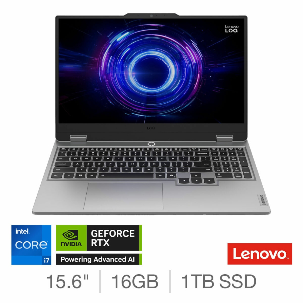 Lenovo LOQ, Intel Core i7, 16GB RAM, 1TB SSD, NVIDIA GeForce RTX 5060, 15.6 Inch Gaming Laptop, 83JE000EUK