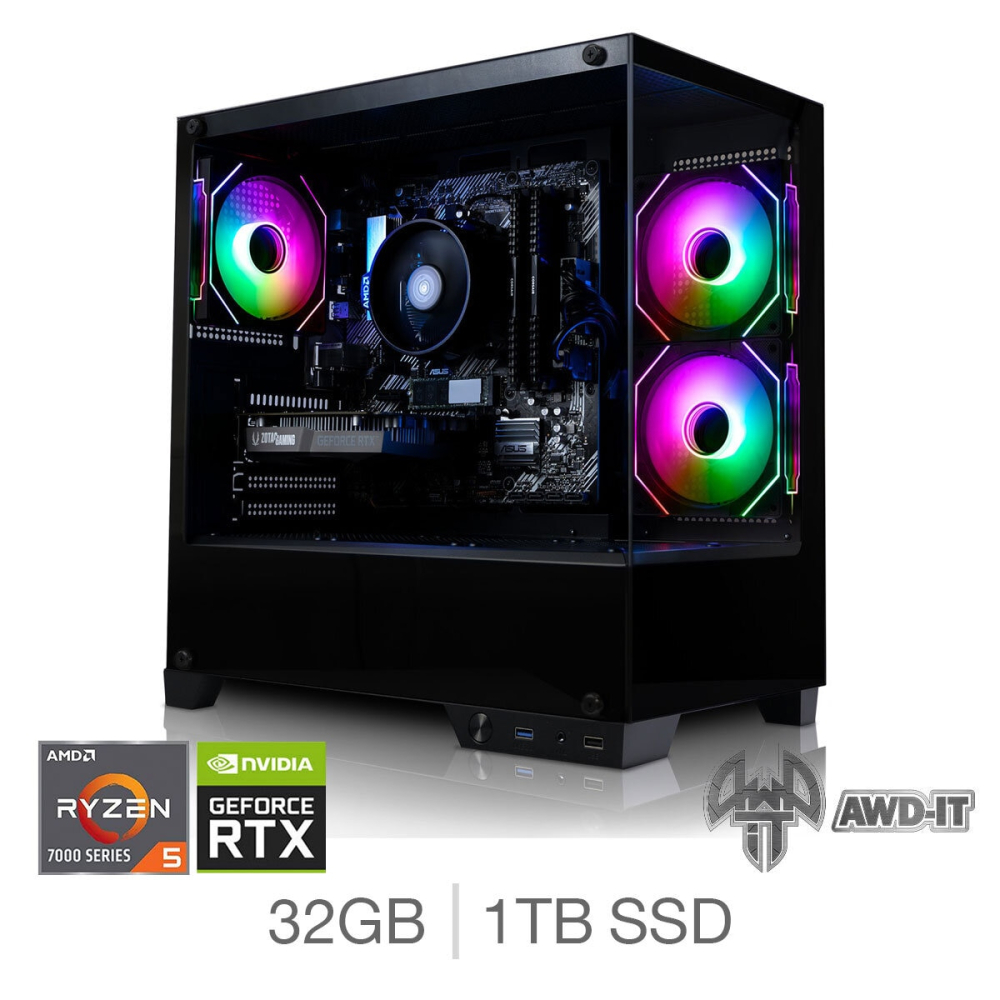 AWD-IT Charger, AMD Ryzen 5, 32GB RAM, 1TB SSD, NVIDIA GeForce RTX 5060 Ti, Gaming Desktop PC