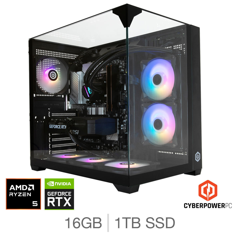CyberPower, AMD Ryzen 5, 16GB RAM, 1TB SSD, NVIDIA GeForce RTX 5060 Ti, Gaming Desktop PC