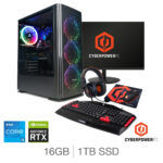CyberPower, Intel Core i5, 16GB RAM, 1TB SSD, NVIDIA GeForce RTX 5060, Gaming Desktop Bundle