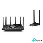TP-Link Archer AX75E Tri-Band WiFi 6E Router, 5.4Gbps, AXE5400 + TP-Link Archer TX20U Dual Antennas High Gain Wireless USB Adapter, AX1800