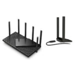 TP-Link Archer AX75E Tri-Band WiFi 6E Router, 5.4Gbps, AXE5400 + TP-Link Archer TX20U Dual Antennas High Gain Wireless USB Adapter, AX1800 - Image 2