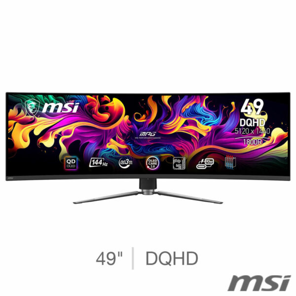 MSI MPG 491CQP DQHD 144Hz QD-OLED Curved Gaming Monitor, 9S6-3FA84T-003