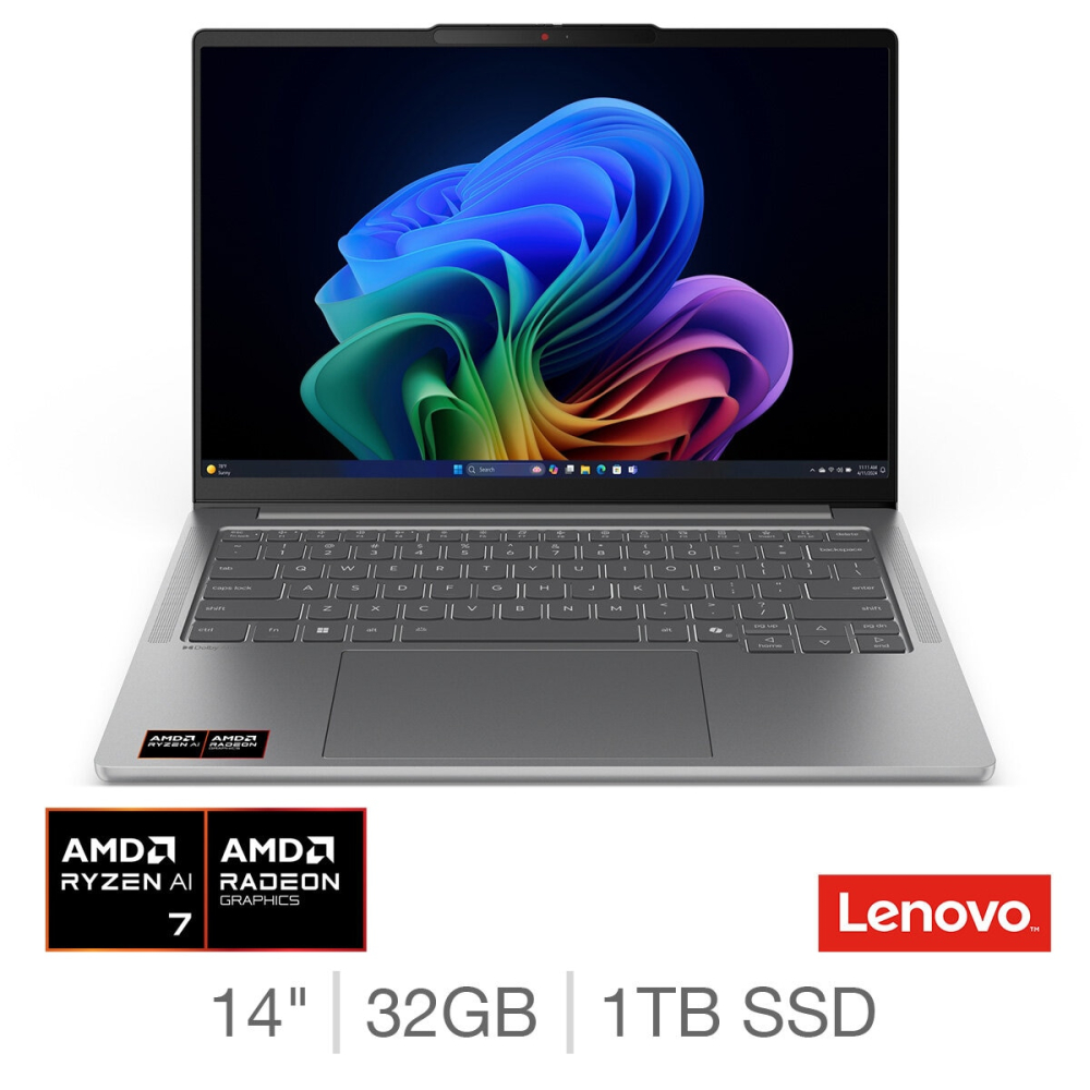 Lenovo IdeaPad Pro 5, Copilot+ PC, AMD Ryzen AI 7, 32GB RAM, 1TB, 14 Inch Laptop, 83JL001LUK