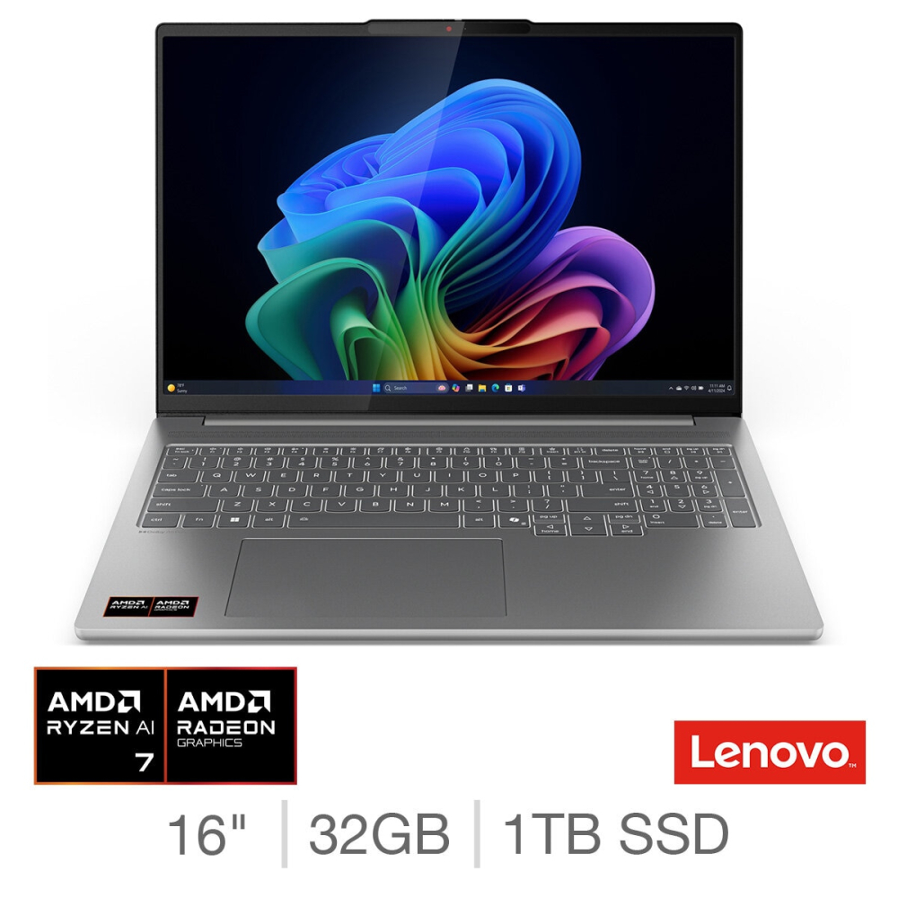 Lenovo IdeaPad Pro 5, Copilot+ PC, AMD Ryzen AI 7, 32GB RAM, 1TB SSD, 16 Inch Laptop, 83JN0036UK