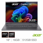 Acer Aspire 16 AI, Copilot+ PC, AMD Ryzen AI 5, 16GB RAM, 512GB SSD, 16 Inch OLED Laptop, NX.JP0EK.001