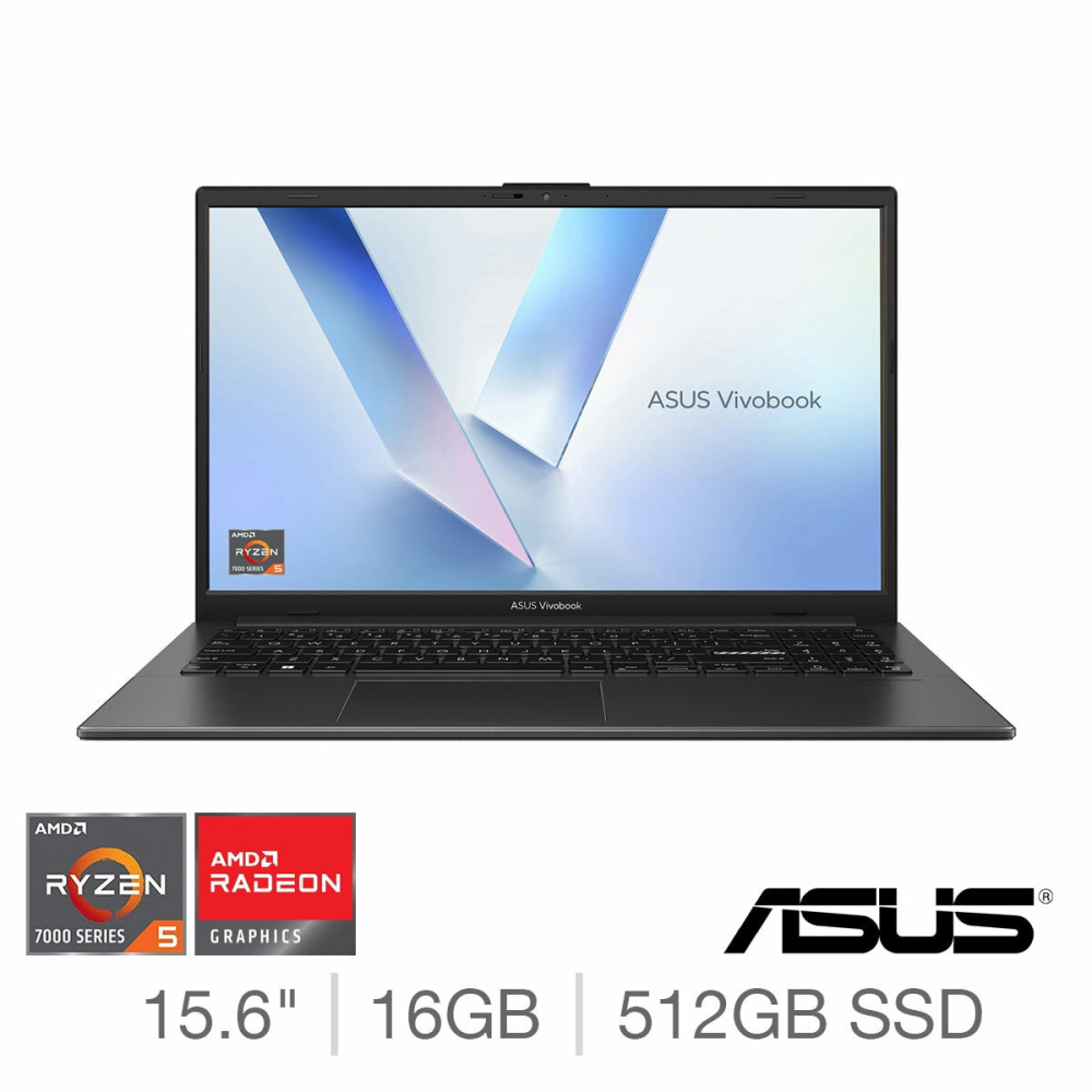 ASUS Vivobook Go, AMD Ryzen 5, 16GB RAM, 512GB SSD, 15.6 Inch Laptop, E1504FA-BQ2566W
