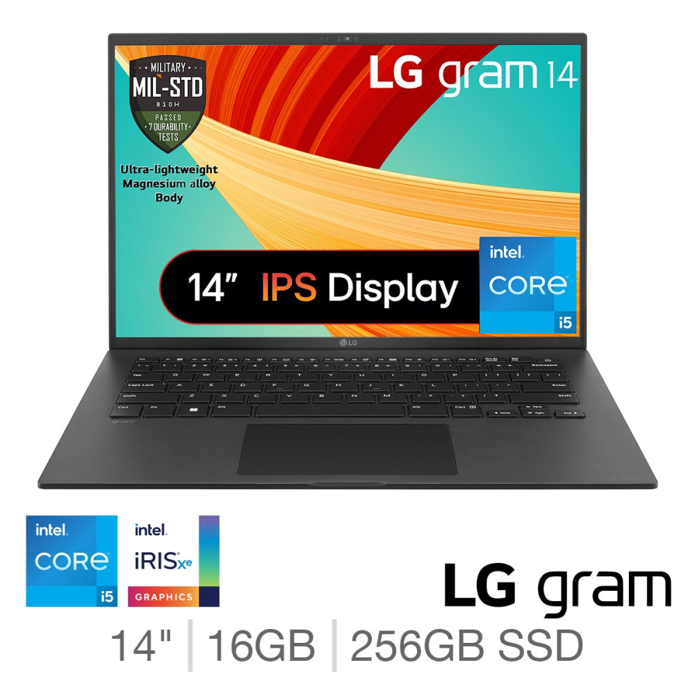 LG gram, Intel Core i5, 16GB RAM, 256GB SSD, 14 Inch Laptop, 14Z90RU-G.AP52A1
