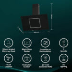 Hisense Hi6 CH10IN14BBUK 100cm Chimney Cooker Hood, A Rated in Black Glass - Image 2