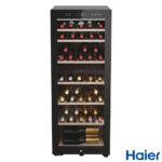 Haier HWS77GDAU1 77 Bottle Dual Zone Wine Cooler, G Rating in Black