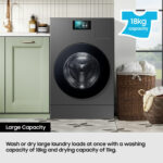 Samsung Series 9 Large Capacity WD18DB8995BZT1 18kg / 11kg Washer Dryer, A Rated in Dark Steel - Image 2