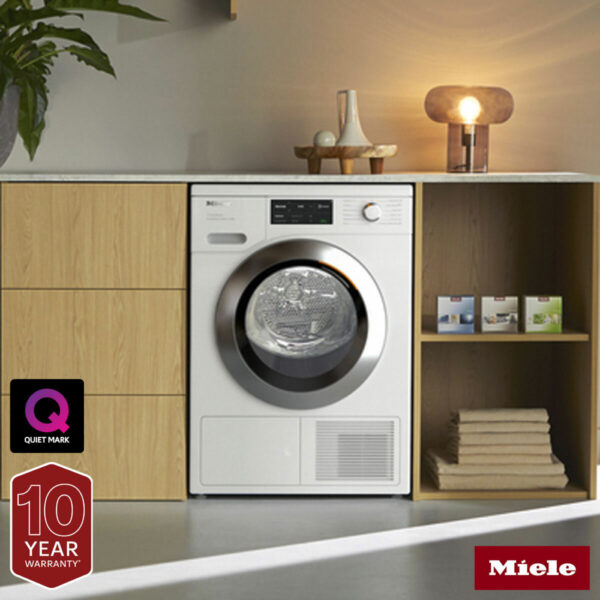 Miele TEL785 WP 9kg Heat Pump Tumble Dryer, A+++ Rated With EcoSpeed in Lotus White