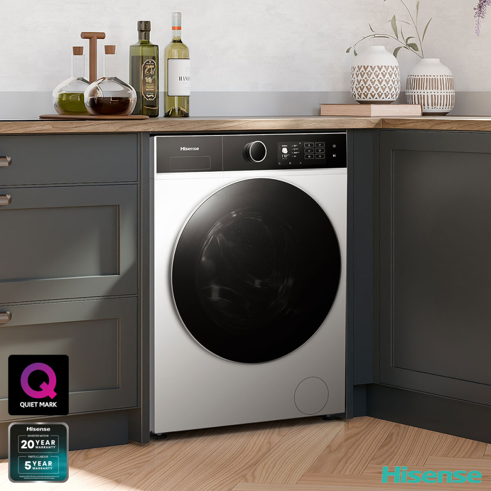 Hisense KitchenFit 5i Series WF5I9043BWFS, 9kg Washing Machine, A Rated in White